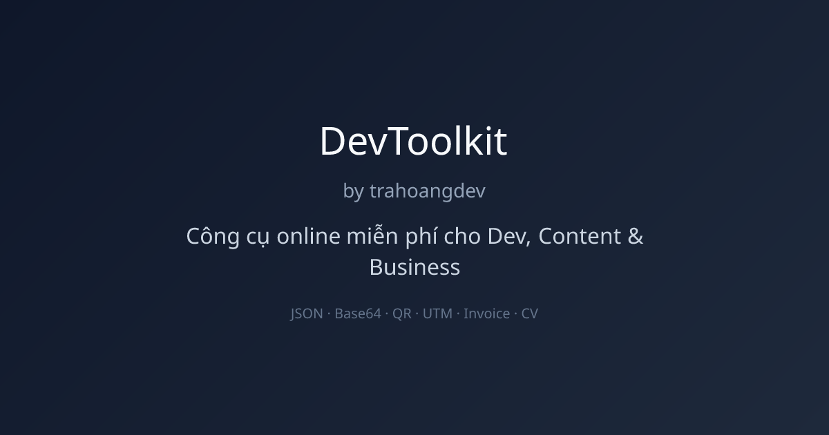 DevToolkit by trahoangdev – Free Online Tools for Dev, Content & Business